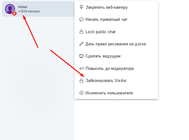 Заблокировать Visitor